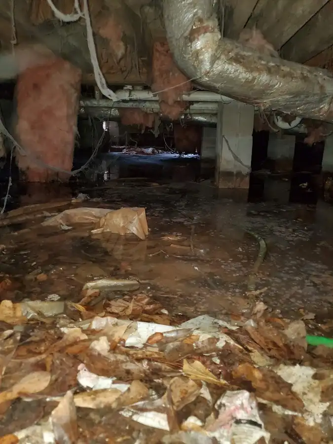 Crawl space flood assessment for Commercial Water Damage Restoration in Oak Island
